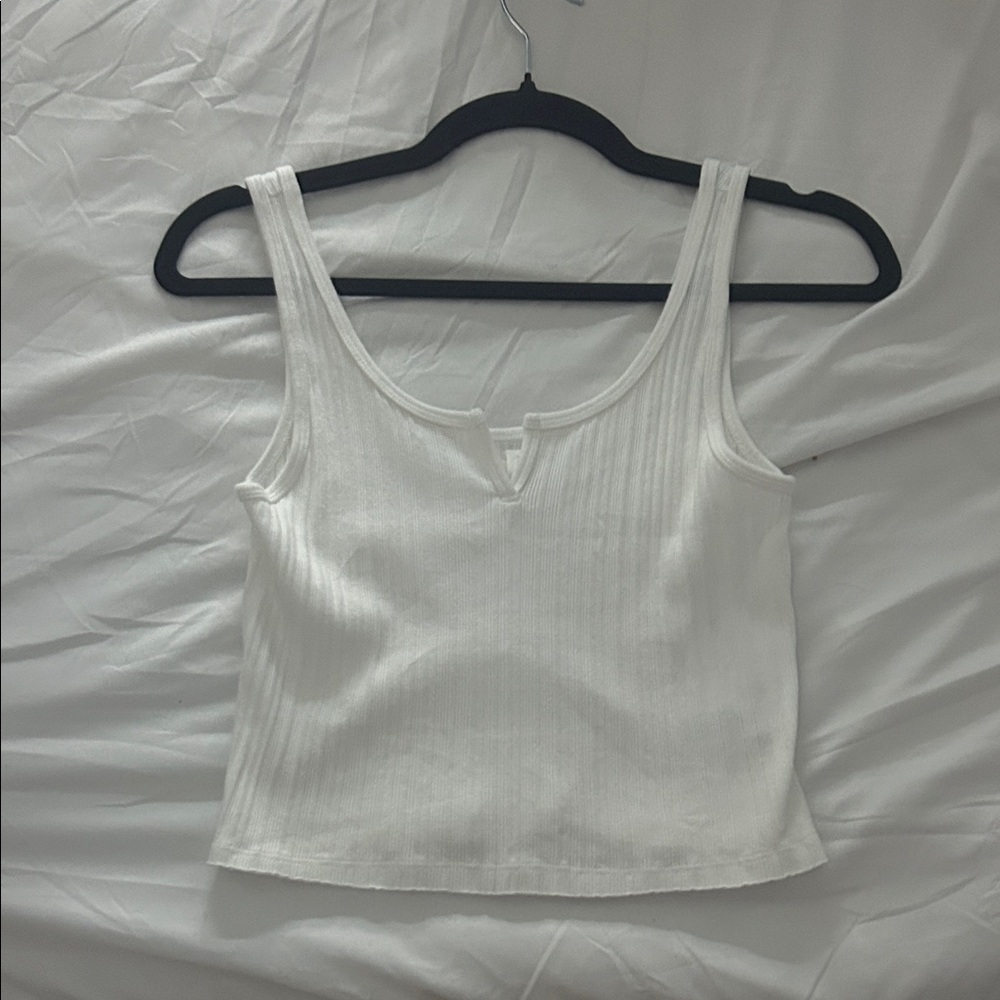 Aerie White Ribbed Tank Top